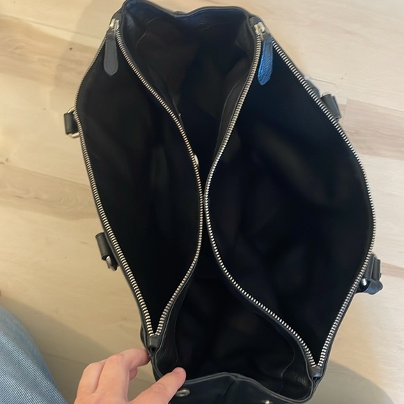 NWOT Claudia Firenze large black genuine leather top handle bag tote - Picture 7 of 16